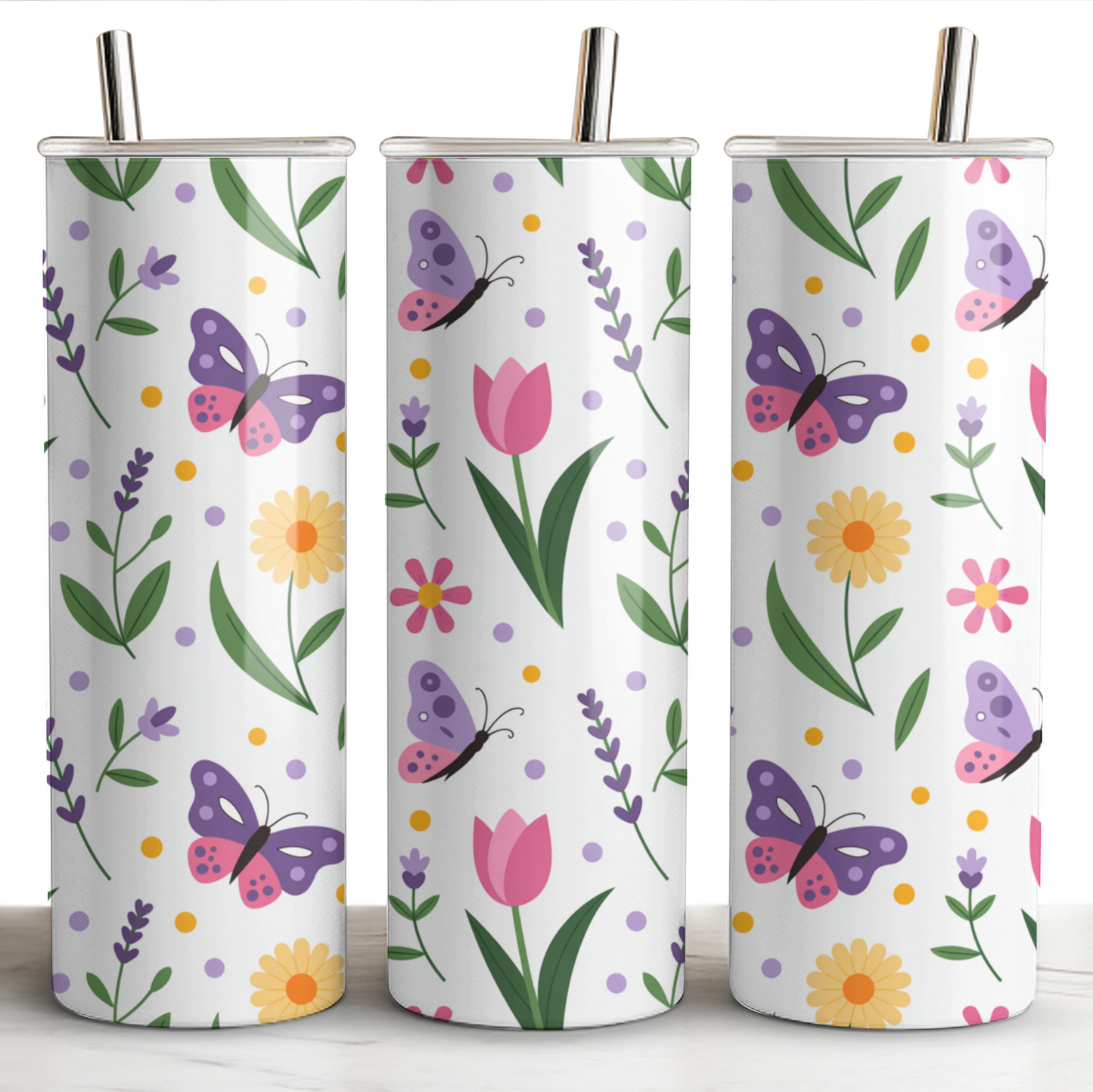 Spring Collection - Colorful Wildflowers and Butterflies